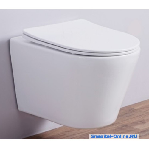 Фото Унитаз безободковый с крышкой микролифт Esbano Clavel White белый (комплект) ESUPCLAVW