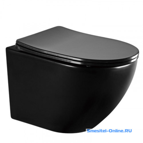 Фото Унитаз подвесной безободковый Abber Bequem AC1100MB черный матовый (комплект)