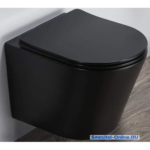 Фото Унитаз подвесной безободковый Gid TR2130BM черный матовый (комплект)