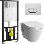 Унитаз подвесной безободковый с инсталяцией и клавишей Vitra S50 9003B003-7201