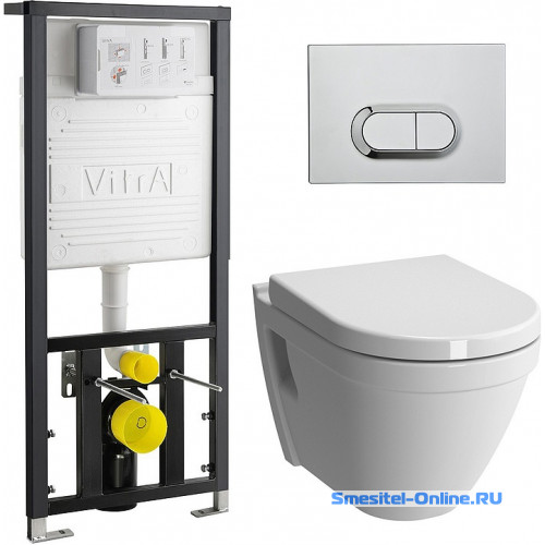 Фото Унитаз подвесной безободковый с инсталяцией и клавишей Vitra S50 9003B003-7201