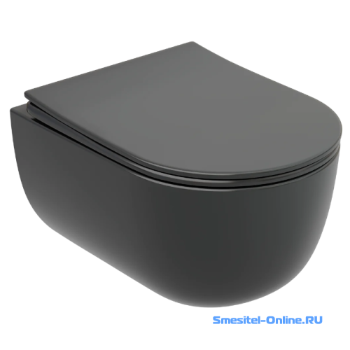 Фото Унитаз подвесной Ceramica Nova Modena Rimless CN6063MDH темный антрацит (сиденье в комплекте)