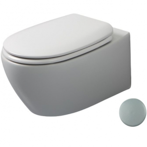 Унитаз подвесной White Ceramic Basic W0203FM серый матовый крышка дополнительно