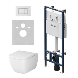 Унитаз с инсталляцией AM.PM Gem IS100201.901701 белый, с сиденьем микролифт и клавишей