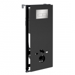 Инсталляция для унитаза Wasserkraft Abens 20TLT.010.ME.BL.BN03 черное стекло, с клавишей смыва (никель)