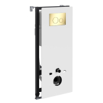 Инсталляция для унитаза Wasserkraft Abens 20TLT.010.ME.WH.PG02 белое стекло, с клавишей смыва (золото)