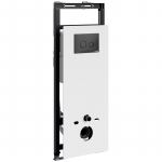 Инсталляция для унитаза Wasserkraft Salm 27TLT.010.ME.WH.MB01 белое стекло, с клавишей смыва (черная матовая)