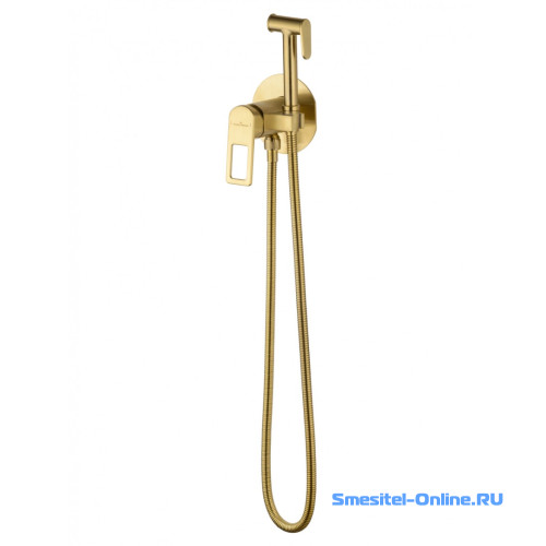Фото Смеситель с гигиеническим душем   Wonzon&Woghand Frame брашированное золото