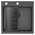 Мойка 51х51 Paulmark Kroner-Pro PM705151-GM+A405-GM вороненая сталь (с коландером)