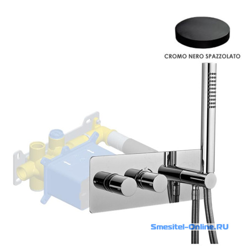 Фото Смеситель для ванны и душа Giulini Termostatico F8279EPCRNS черный матовый хром