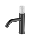 Смеситель для раковины Boheme Stick 121-SGM-MR-W оружейная сталь глянцевая, белый мрамор