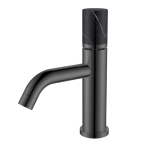 Смеситель для раковины Boheme Stick 121-SGM-MR-B оружейная сталь глянцевая, черный мрамор 