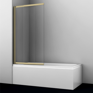 Шторка стеклянная на ванну 100 Wasserkraft Schunter 82S02-100 золото матовое