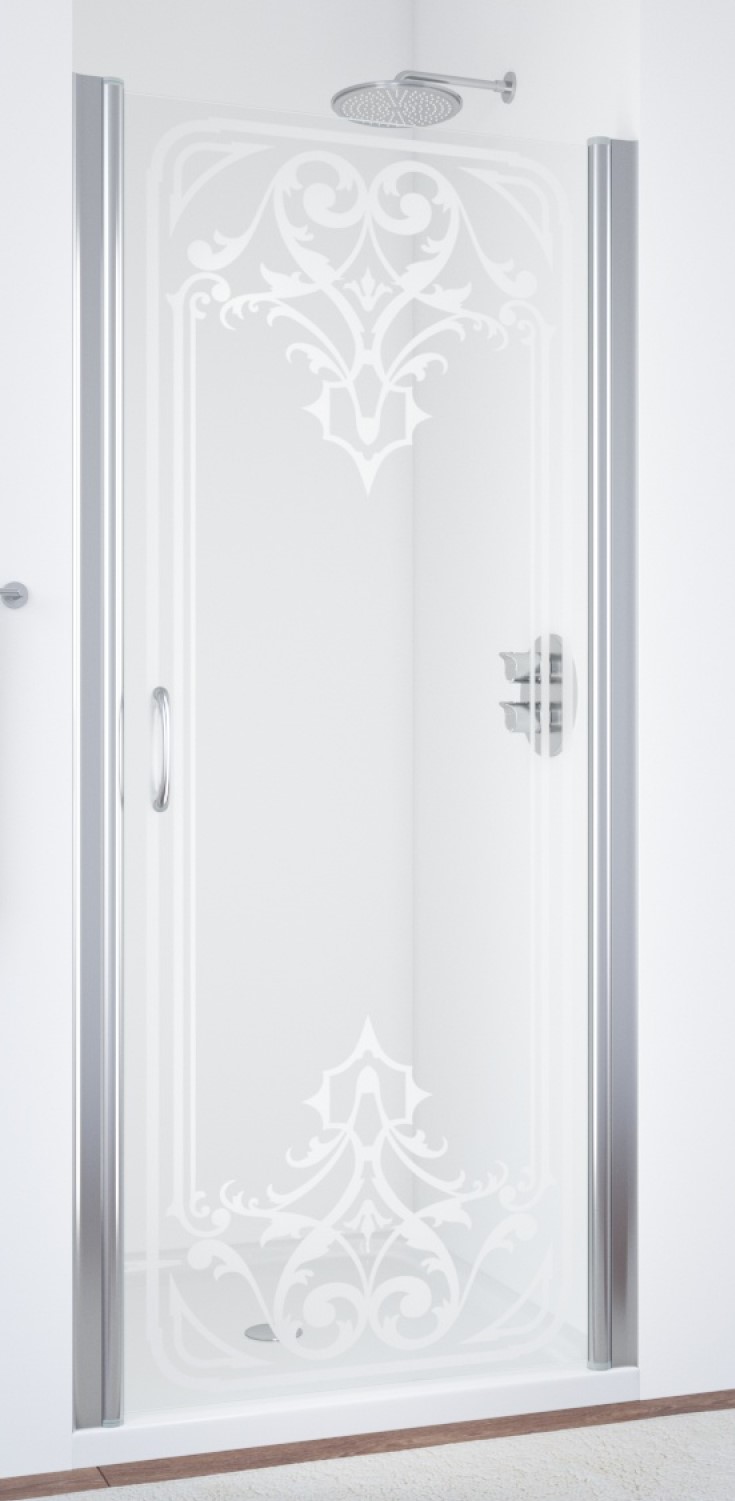 Дверь в душевой проем ЕР 95 08 ARTDECO D2 профиль глянцевый хром стекло стекло прозрачное рисунок матовый 