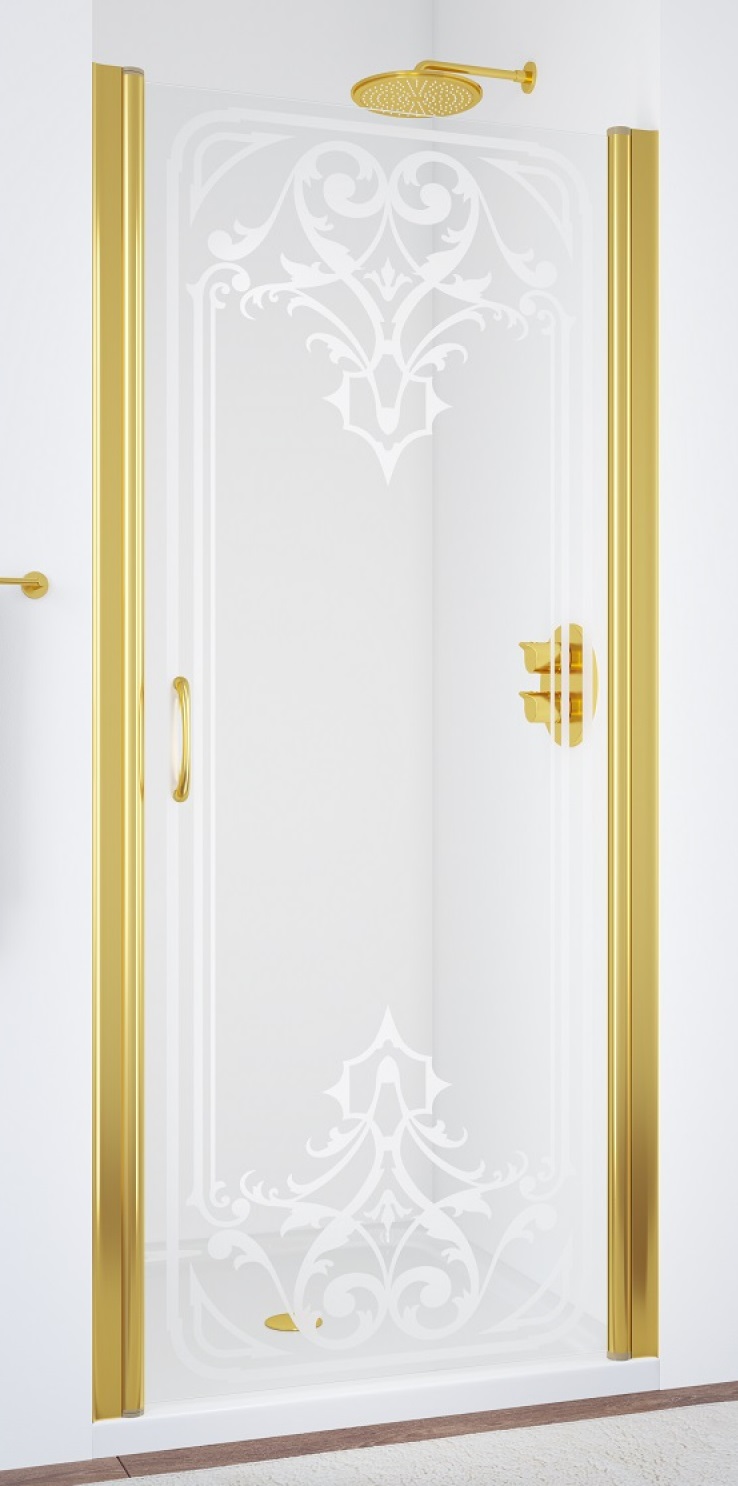 Дверь в душевой проем ЕР 95 09 ARTDECO D2 профиль золото стекло стекло прозрачное рисунок матовый 