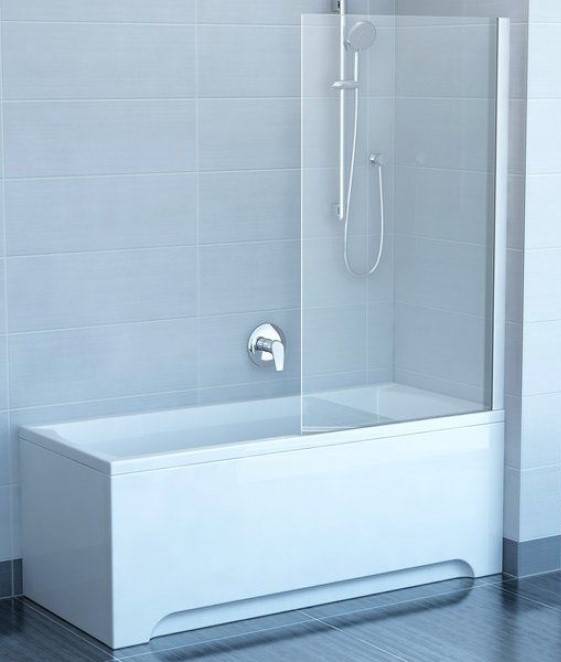 Шторка на ванну 80 см Ravak CVS1-80 блестящий+ транспарент 7QL40C00Z1 