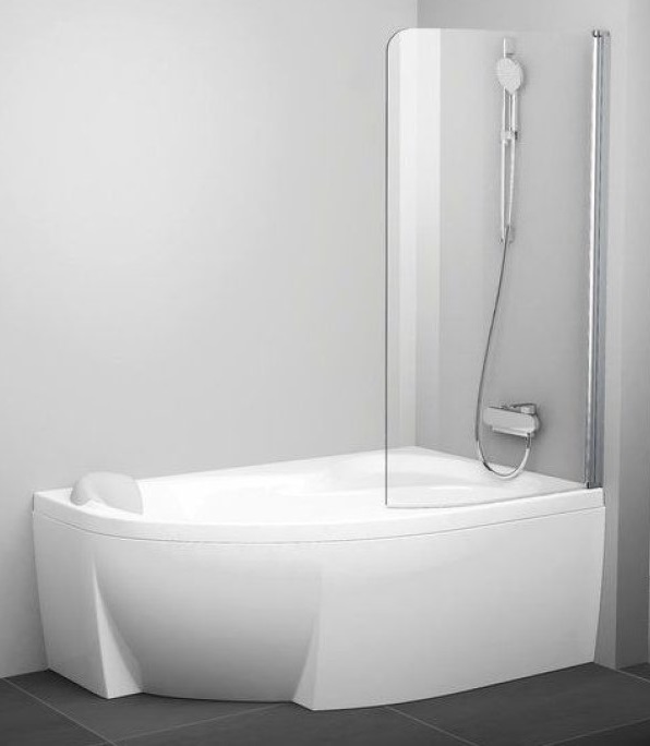 Шторка на ванну Ravak Rosa 140/150 CVSK1 блестящая+транспарент 7QRM0C00Y1 