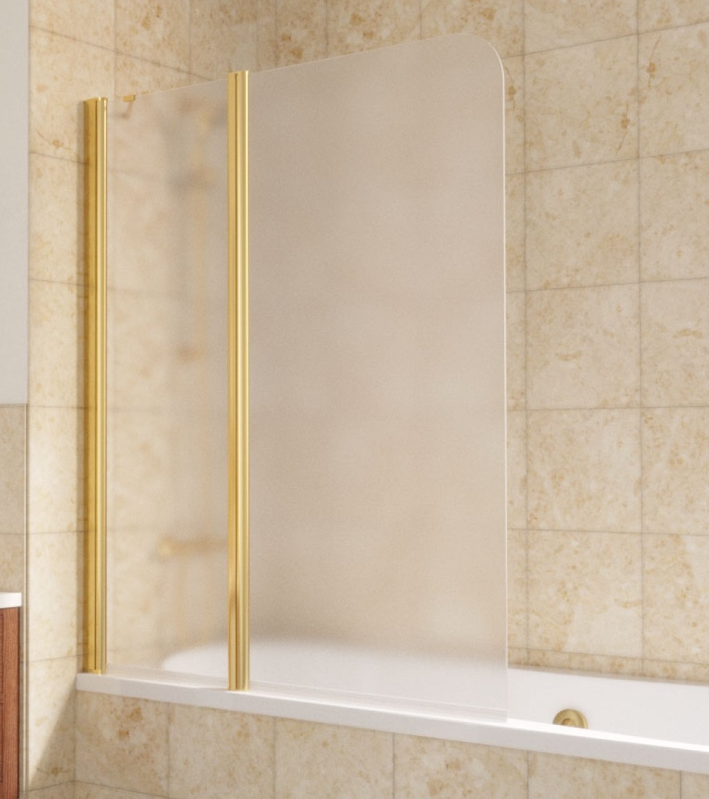 Шторка на ванную E2V LUX ST 125 09 10 L профиль золото стекло сатин 