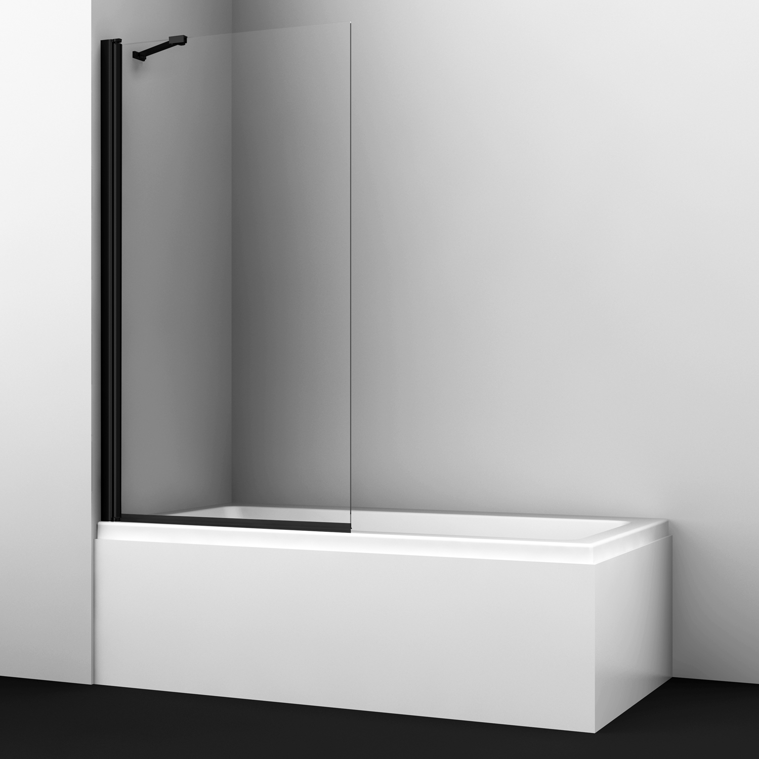 Стеклянная шторка на ванну 80 см Wasserkraft Berkel 48P01-80 BLACK Fixed 