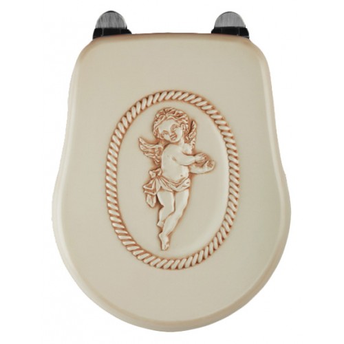  Крышка-сиденье с микролифтом Migliore Bella ML.BLL-26.114.DS.CR цвет Decape Sabbia с декором "Angel" хром 