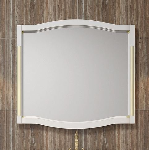 Зеркало Opadiris Лаура 100x90 см белый с бежевой патиной 