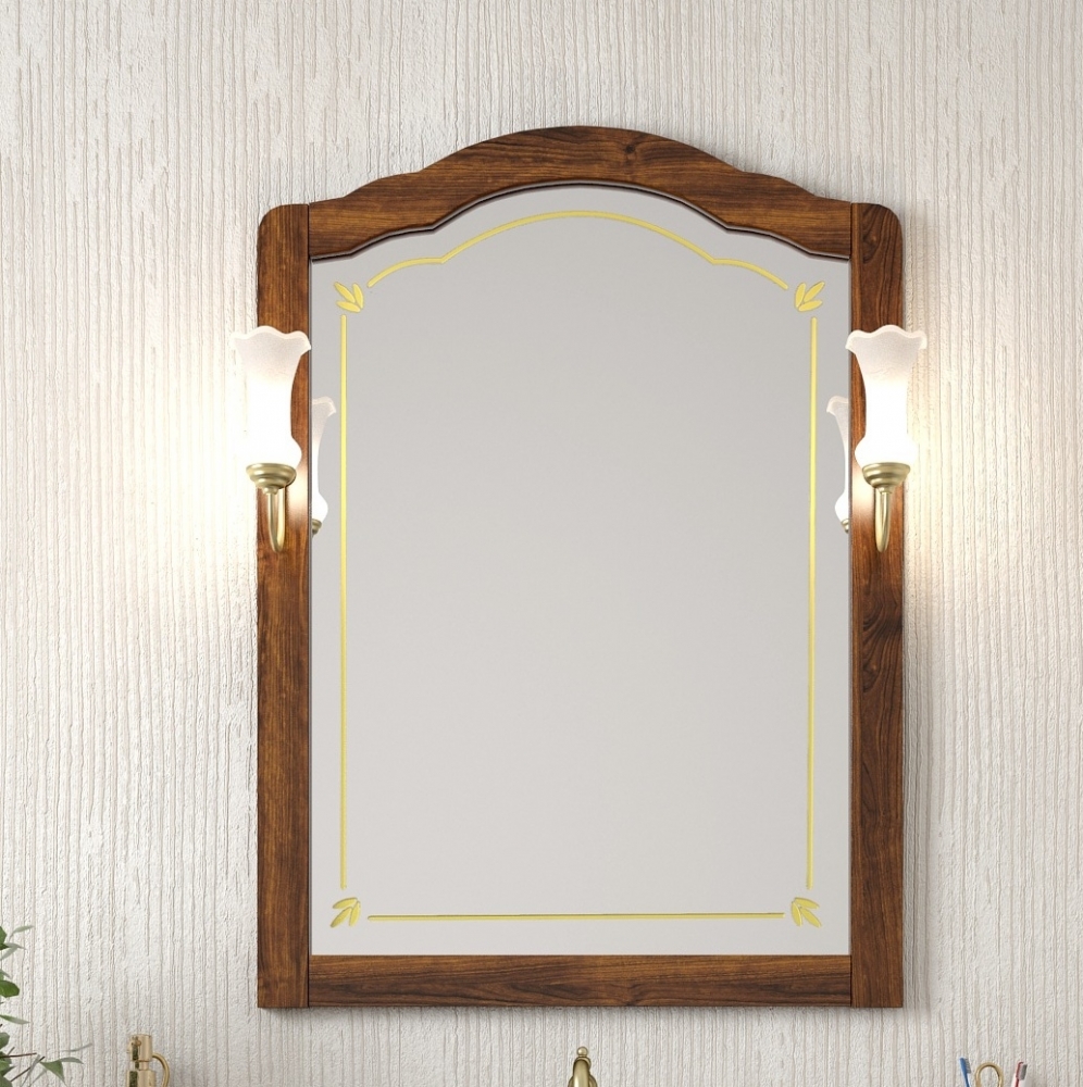 Зеркало со светильниками бронза Opadiris Лоренцо 100x103 см светлый орех 