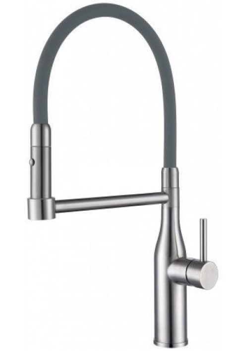 Смеситель для кухни с душем выдвижным Gappo G4398-55 серый/сатин 