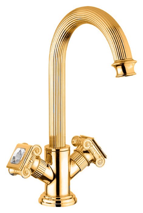 Смеситель на раковину Cezares OLIMP-LS2-03/24-Sw золото/ручка Swarovski 