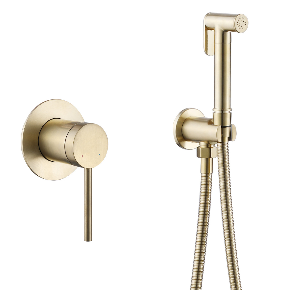 Смеситель с гигиеническим душем Abber Emotion AF8825G золото матовое 