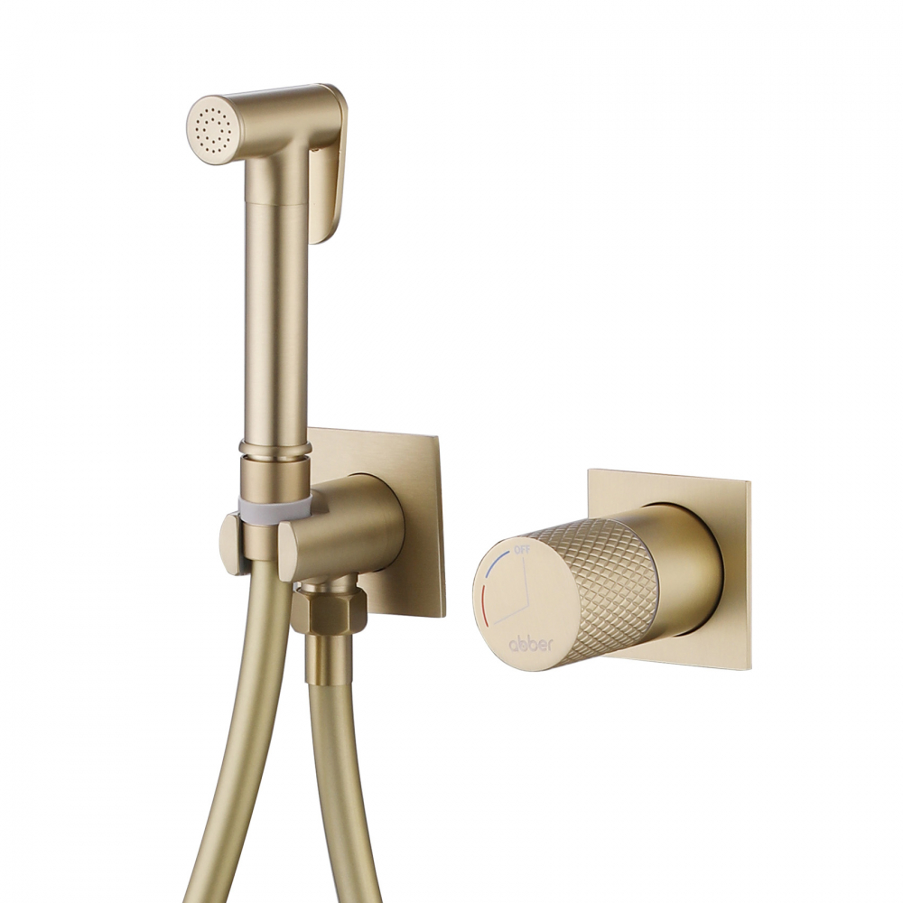 Смеситель с гигиеническим душем Abber Rund AF8725G золото матовое 