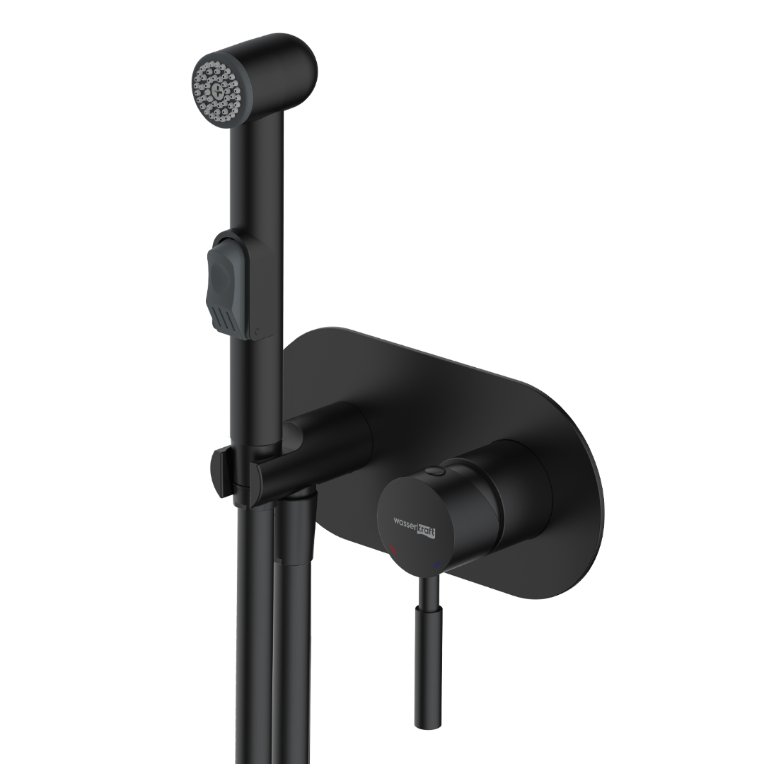 Смеситель с гигиеническим душем Wasserkraft Gollach 3338 черный матовый 