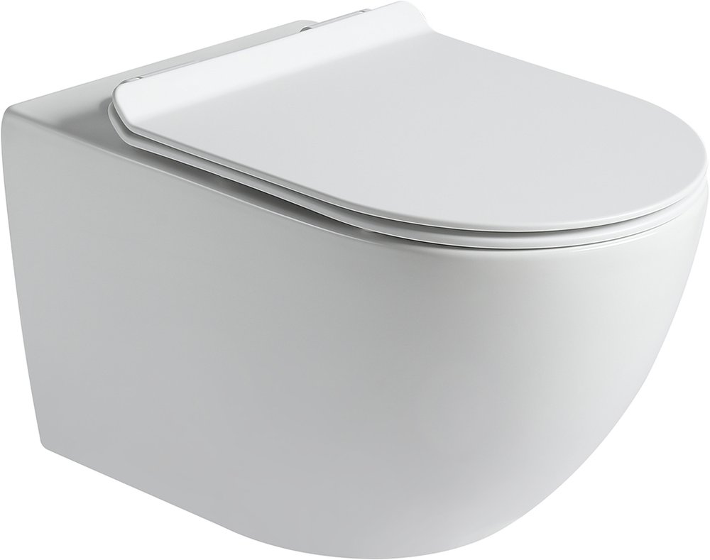 Унитаз подвесной безободковый SantiLine SL-5002MW белый (комплект) 