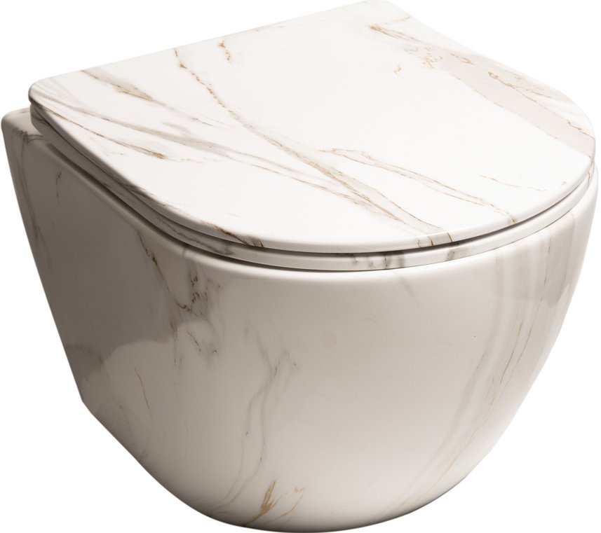 Унитаз подвесной безободковый SantiLine SL-5005MRB мрамор (комплект) 