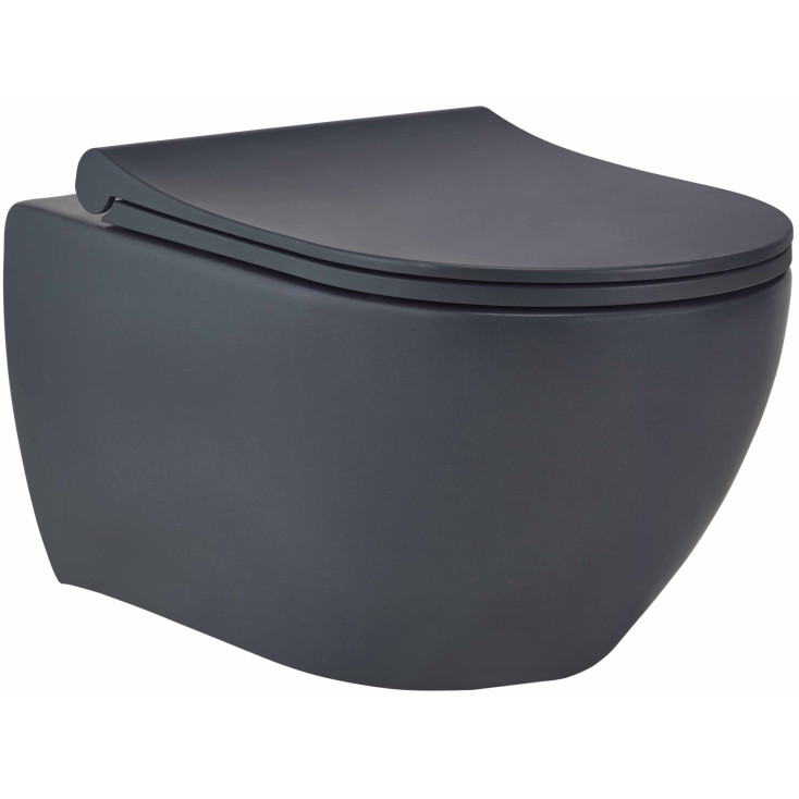 Унитаз подвесной beWash Bogen 88303280 антрацит матовый, безободковый (комплект) 