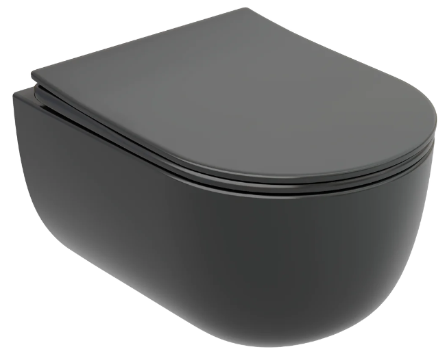 Унитаз подвесной Ceramica Nova Modena Rimless CN6063MDH темный антрацит (сиденье в комплекте) 