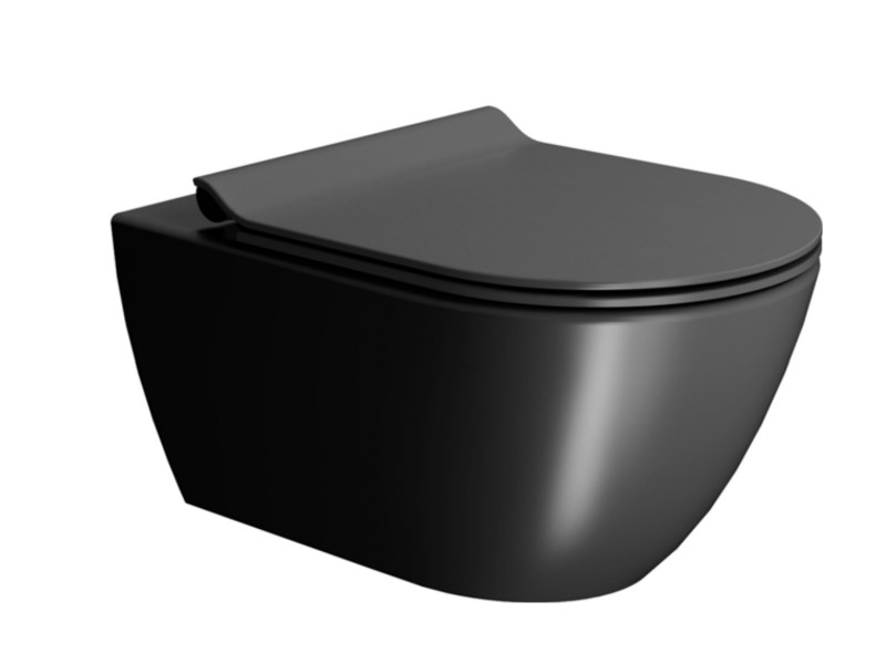  Унитаз подвесной безободковый  GSI Pura 881526 черный матовый  (крышка дополнительно) 