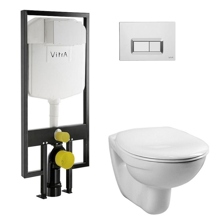 Унитаз подвесной с инсталляцией и клавишей Vitra Normus 9773B003-7200 с крышкой микролифт 