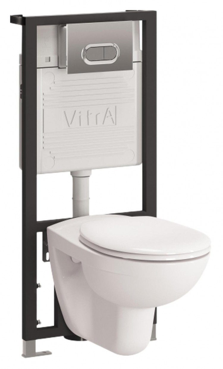 Унитаз подвесной с инсталляцией с клавишей хром Vitra Normus 9773B003-7202 (комплект) 