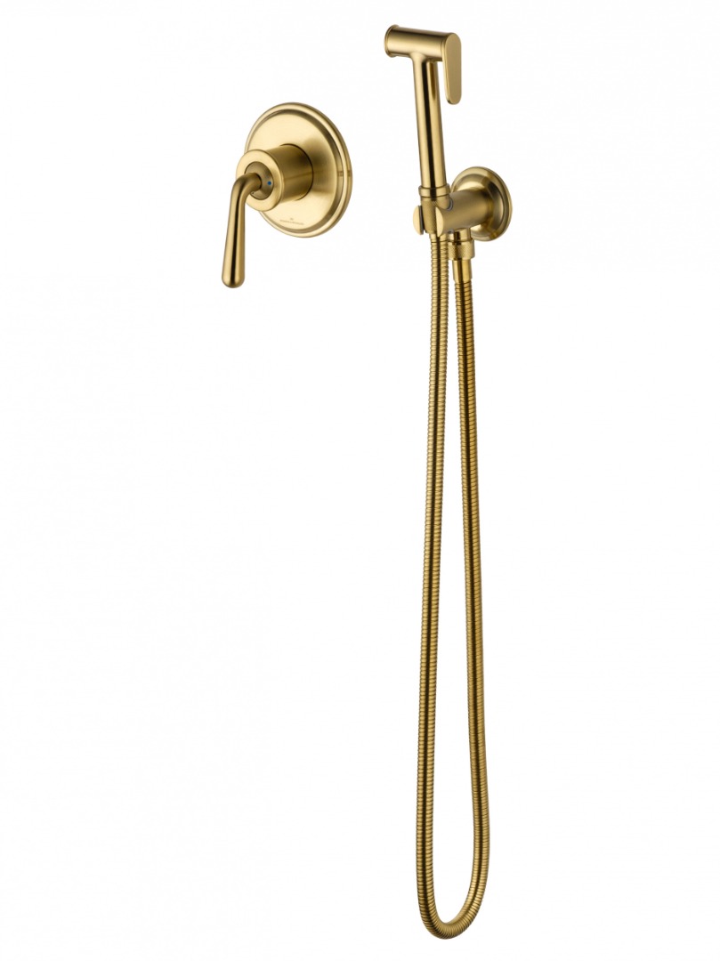 Смеситель с гигиеническим душем  Wonzon&Woghand Steam WW- 88849008-BG брашированное золото 