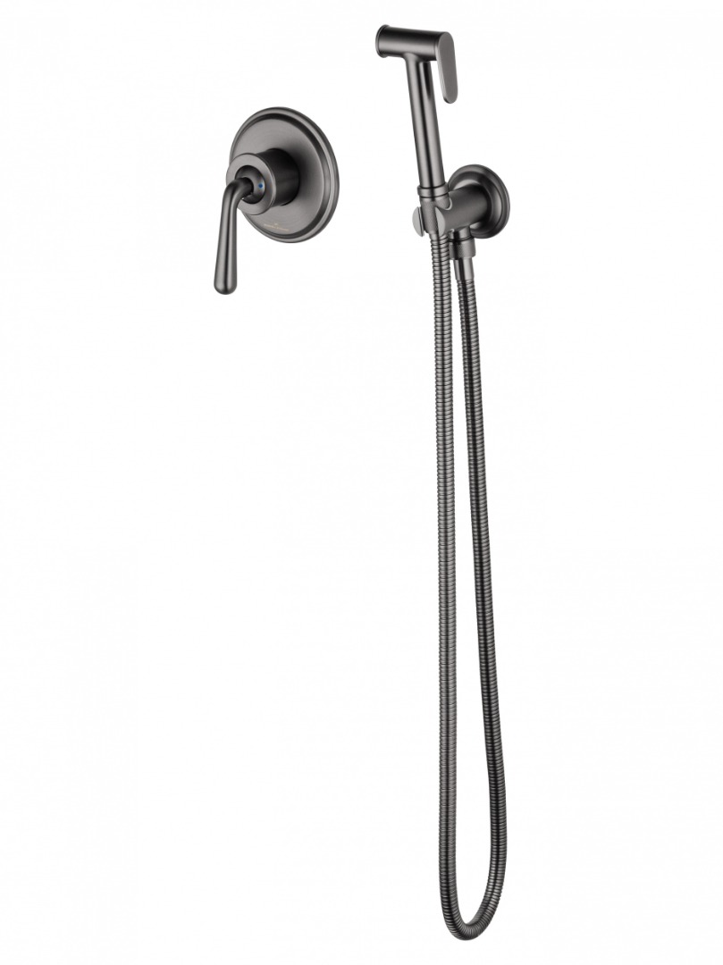 Смеситель с гигиеническим душем  Wonzon&Woghand Steam WW- 88849008-BGM темный графит 