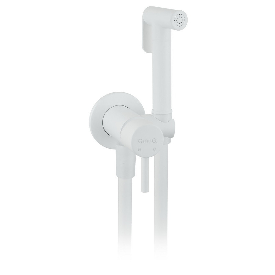 Смеситель с гигиеническим душем Giulini Futuro FSH23EPBO белый матовый 