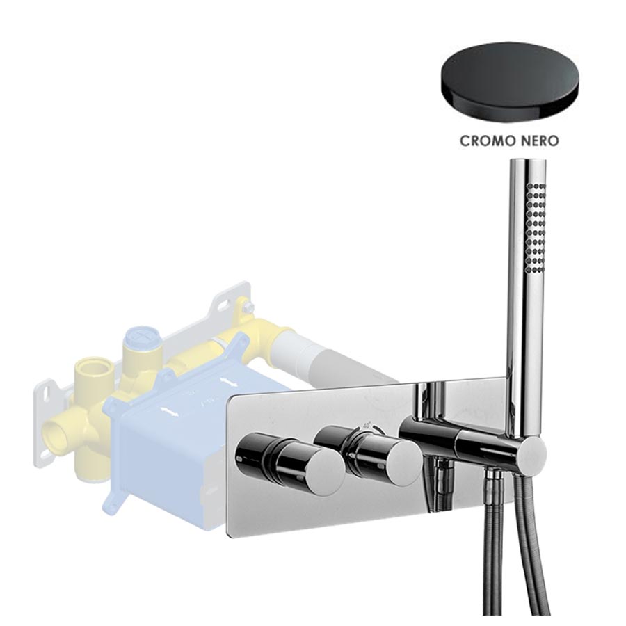 Смеситель для ванны и душа Giulini Termostatico F8279EPCRN черный глянцевый хром 