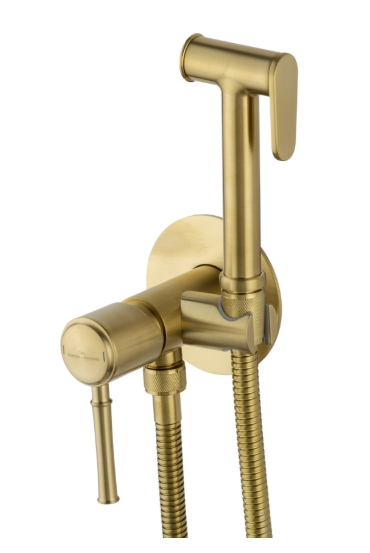 Смеситель с гигиеническим душем Wonzon&Woghand Tor WW-88829073-BG брашированное золото 